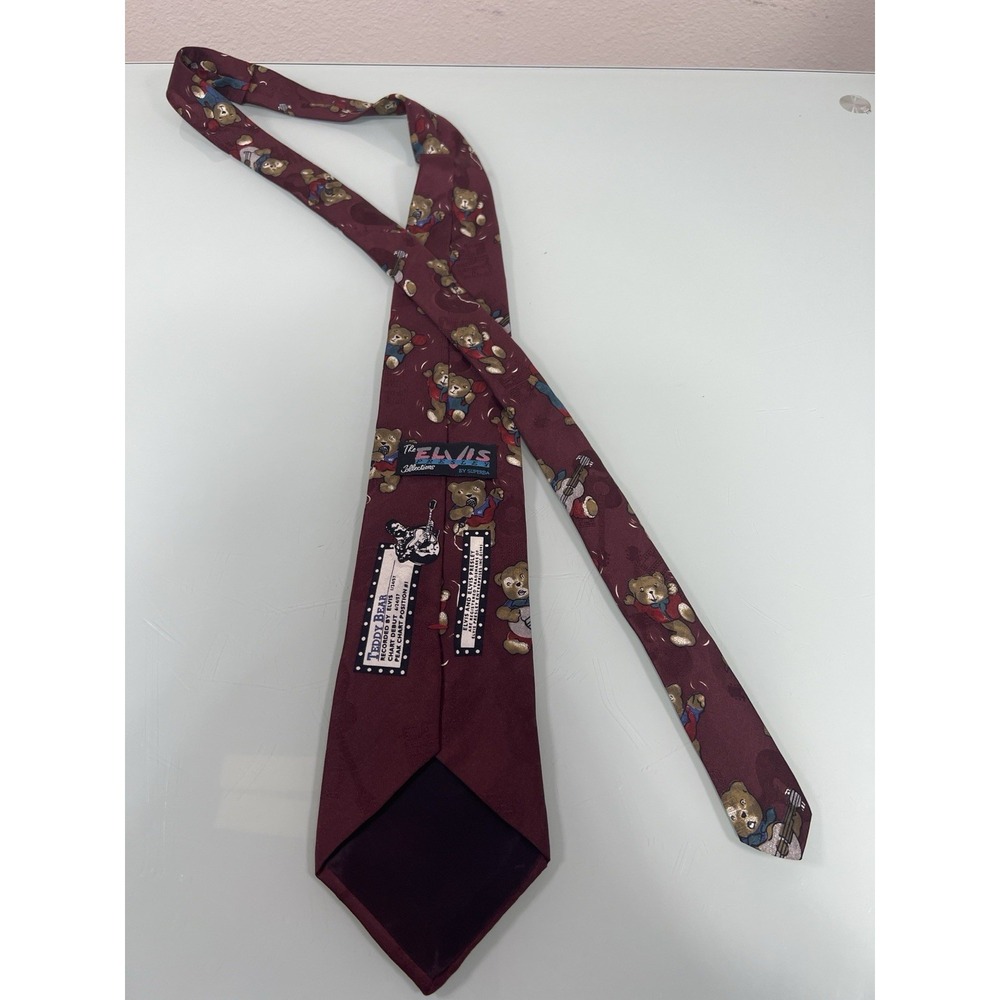 Vintage Elvis Presley Teddy Bear Tie Novelty Music Memorabilia Silk‎ USA - Picture 3 of 6